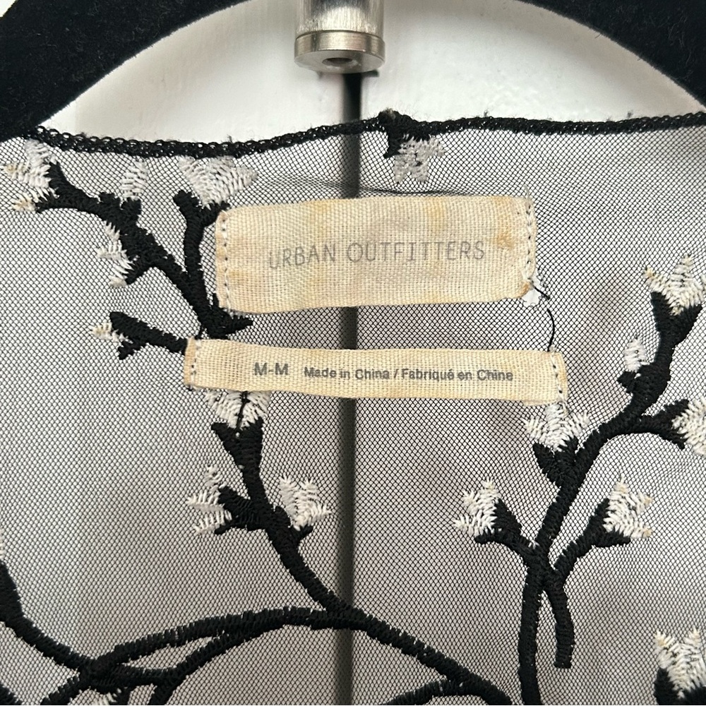 Urban Outfitters Black Sheer Floral-Embroidered Shrug - Picture 2 of 7